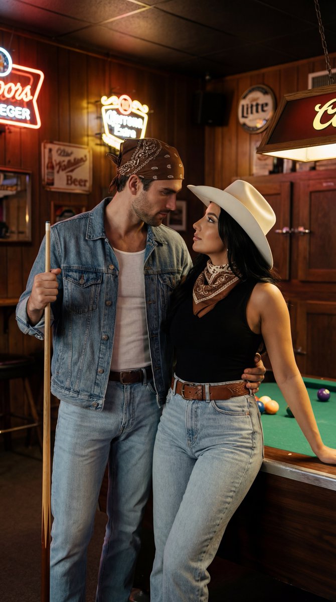 Americana Dive Bar Editorial Scene AI image template preview