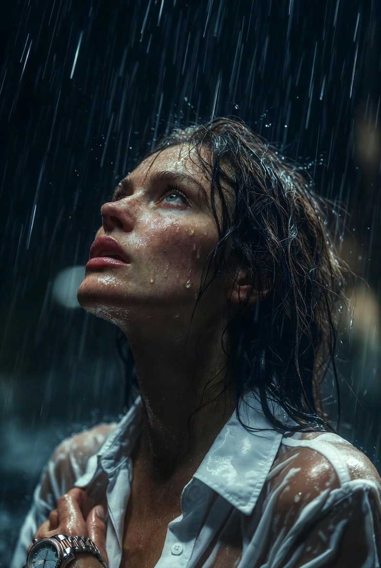 Hyper-Realistic Cinematic Night Rain Portrait JSON Prompt AI image template preview