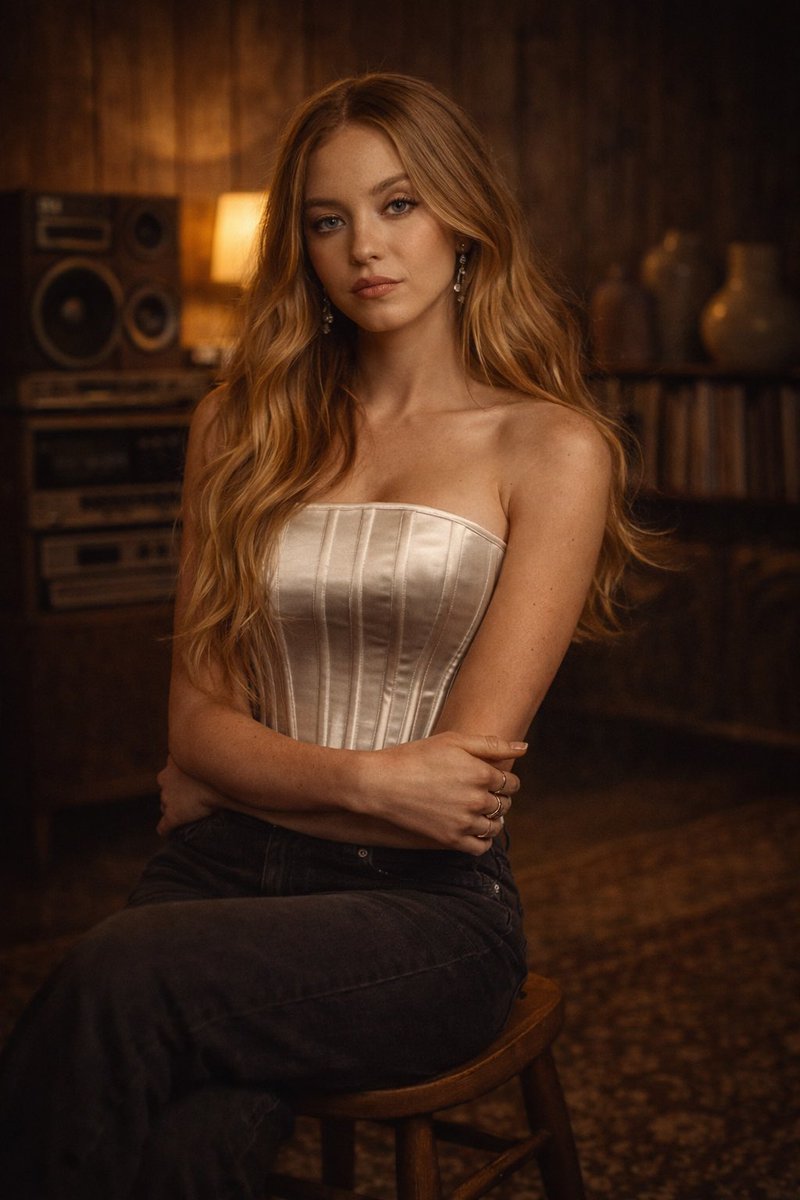 Cinematic Vintage Indoor Portrait from Photo Reference AI image template preview