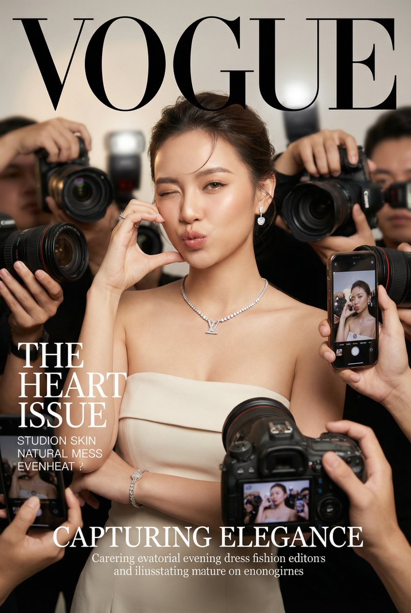 Vogue Cover Face Swap Portrait with Paparazzi AI image template preview