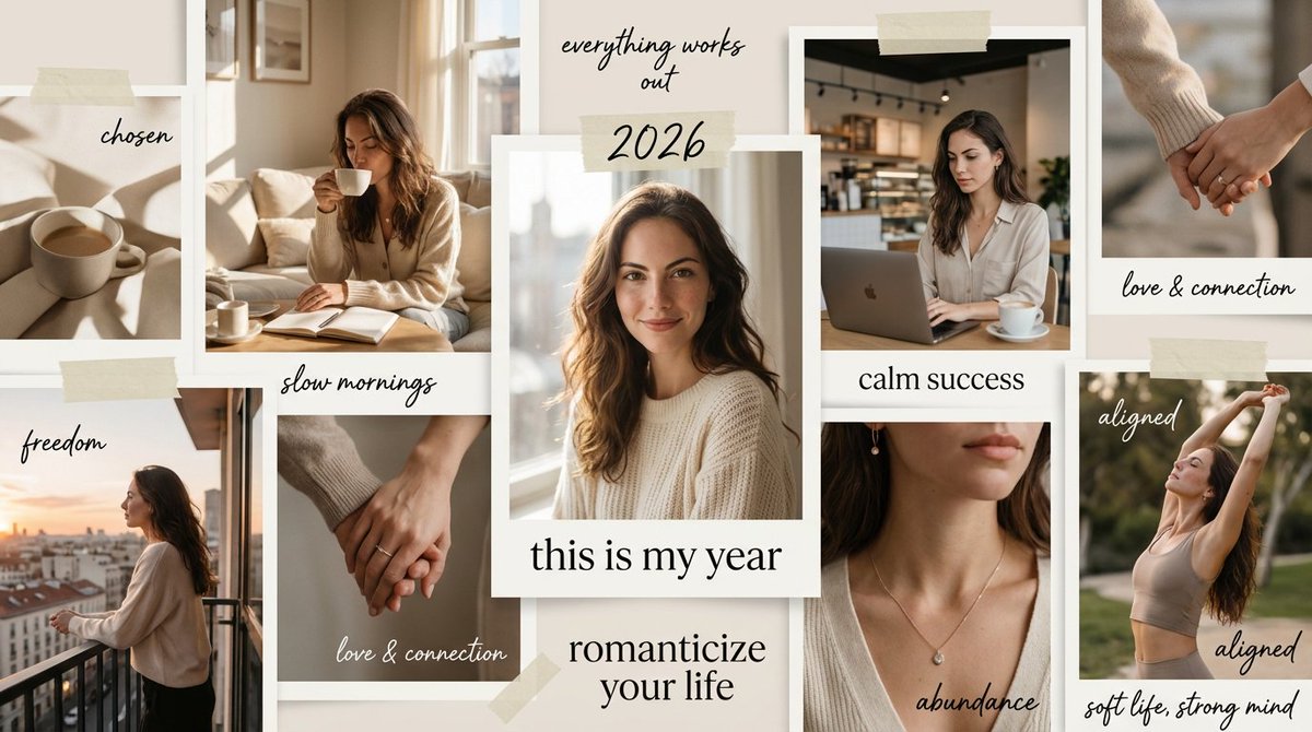 High-Aesthetic 2026 Vision Board Collage AI image template preview