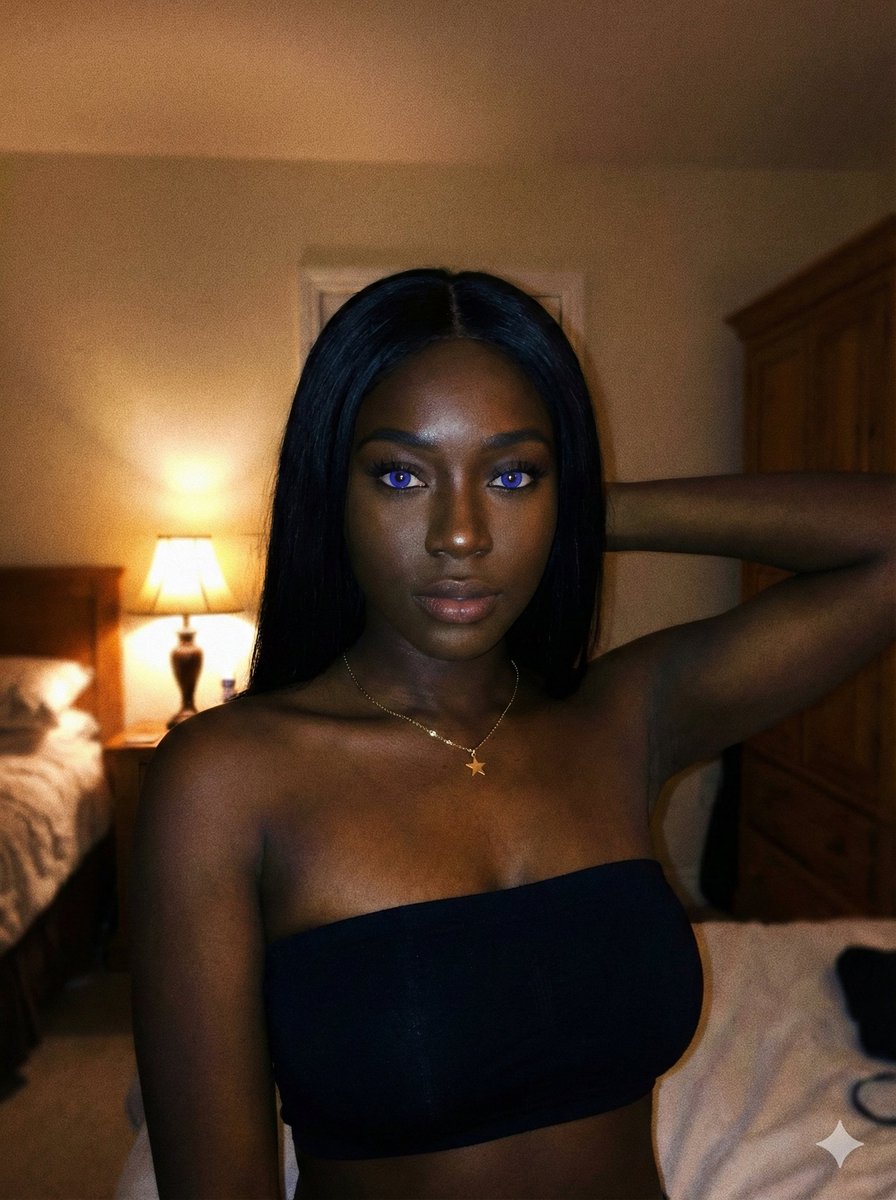 Deep Black Skin Selfie Portrait Prompt AI image template preview