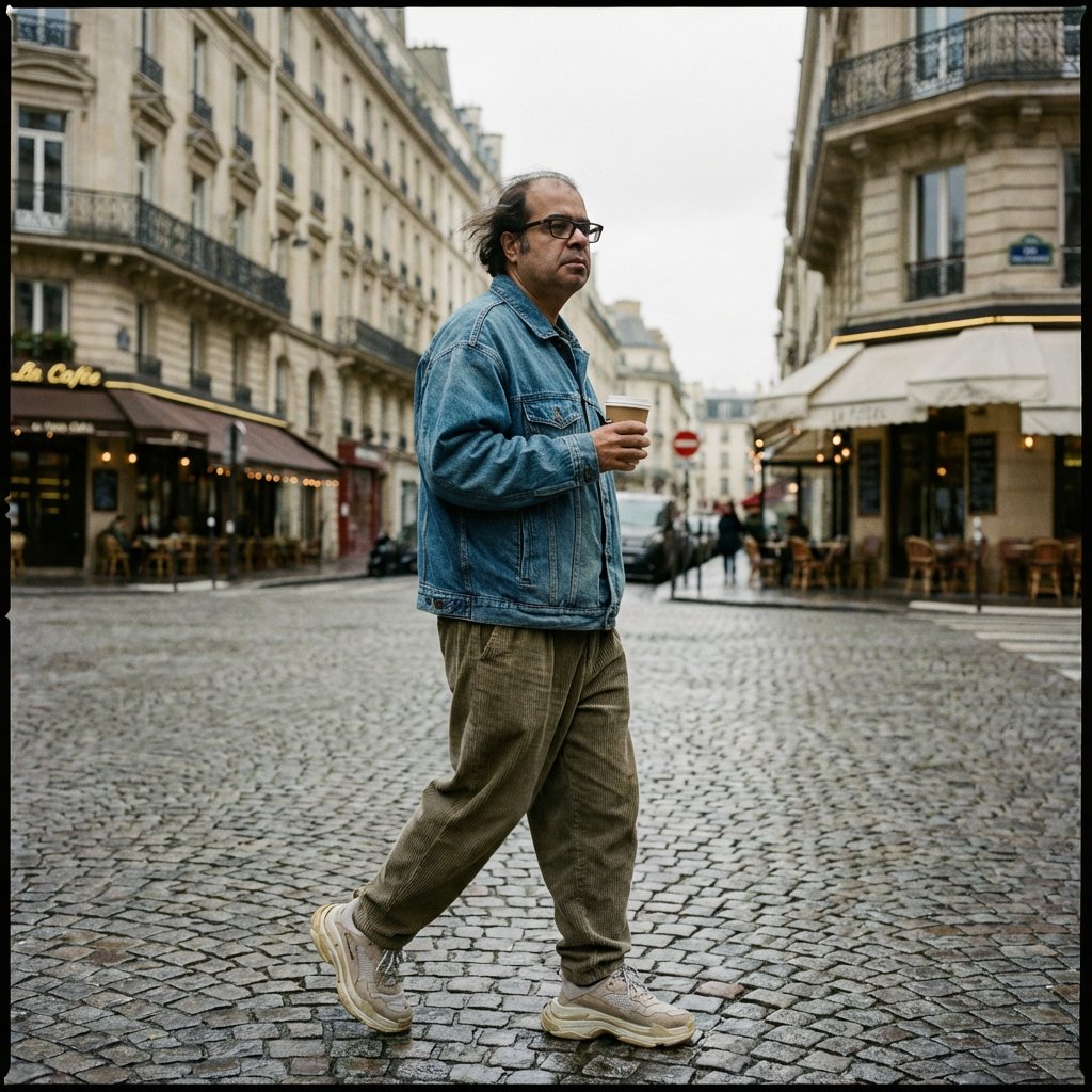 Prompt for Editorial Photo Shoot Model Posing in Street AI image template preview