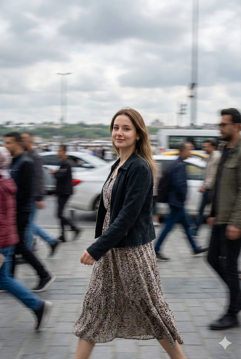 Cinematic Motion Blur Street Portrait Prompt AI image template preview