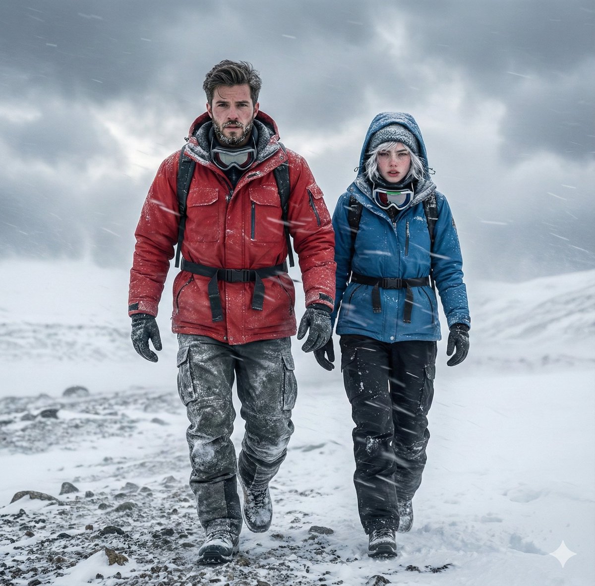 Alaskan Snowstorm Couple Prompt (Reference Based) AI image template preview