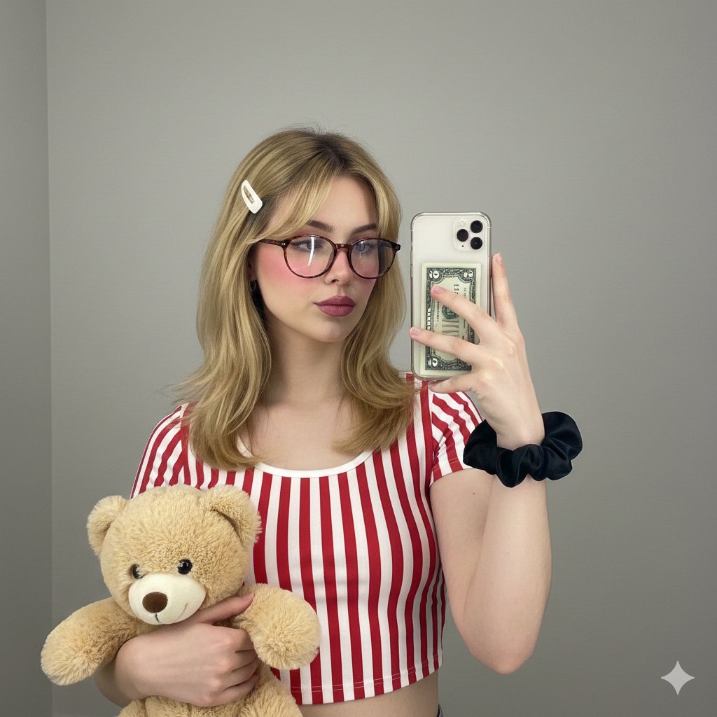 Coquette Aesthetic Mirror Selfie AI image template preview