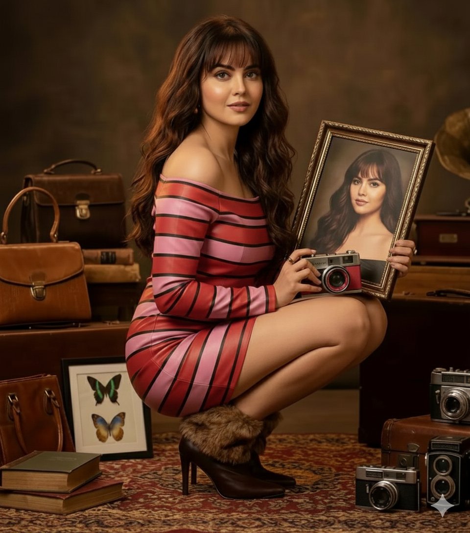 Vintage Studio Portrait with Picture-in-Picture Effect AI image template preview