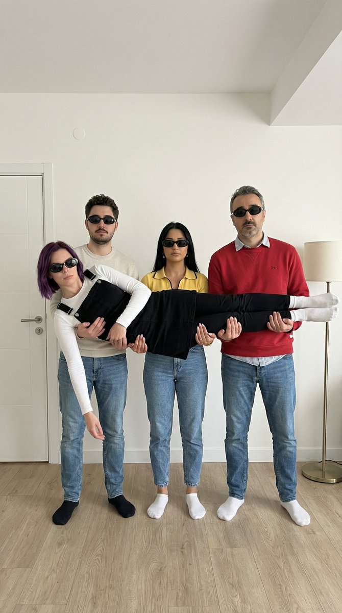 Four-Person Identity-Locked Group Pose Prompt AI image template preview