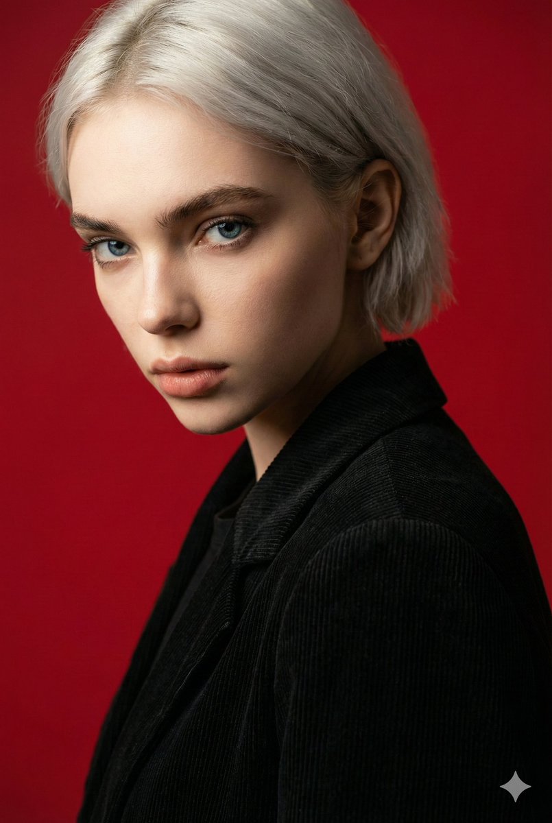 Cinematic Red Backdrop Portrait Prompt AI image template preview