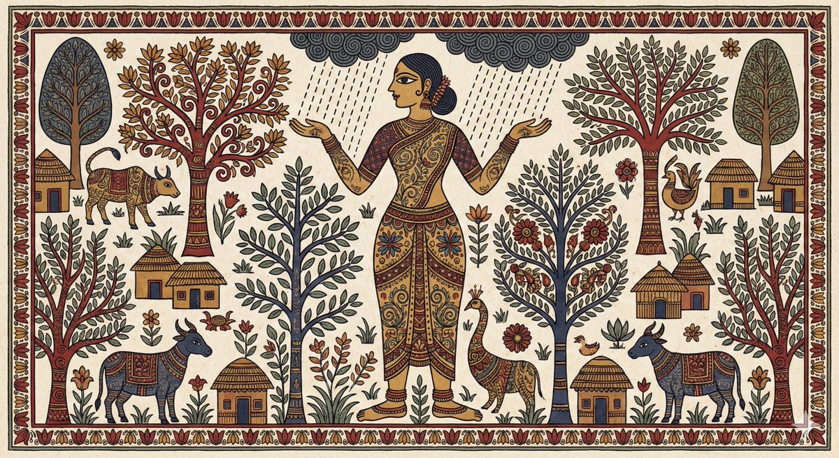 Indian Folk Art Depiction Prompt AI image template preview
