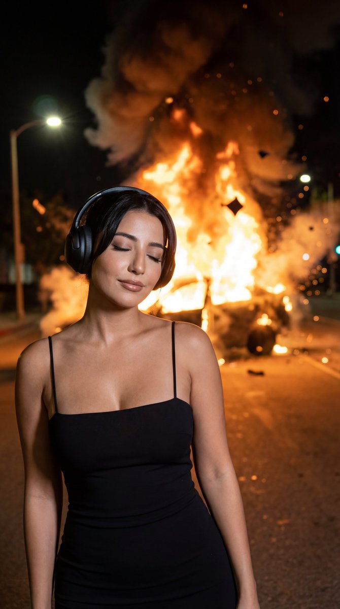 Candid Night Photo with Explosion Background Prompt AI image template preview