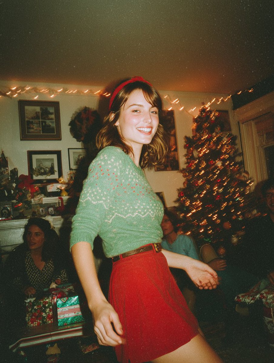 Candid Vintage Holiday Scene Photography Prompt AI image template preview