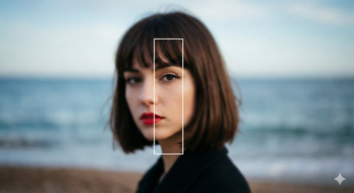Experimental Editorial Portrait Prompt (Selective Focus) AI image template preview