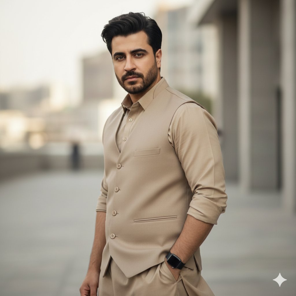 Monochromatic South Asian Traditional Wear Editorial AI image template preview