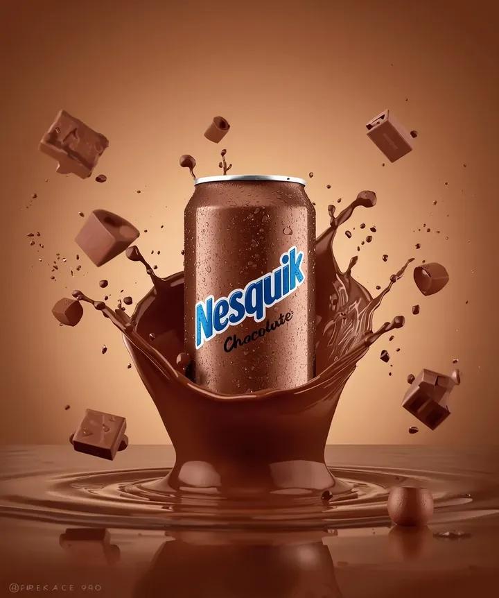 Macro Product Photography: Chilled Chocolate Drink Can AI image template preview