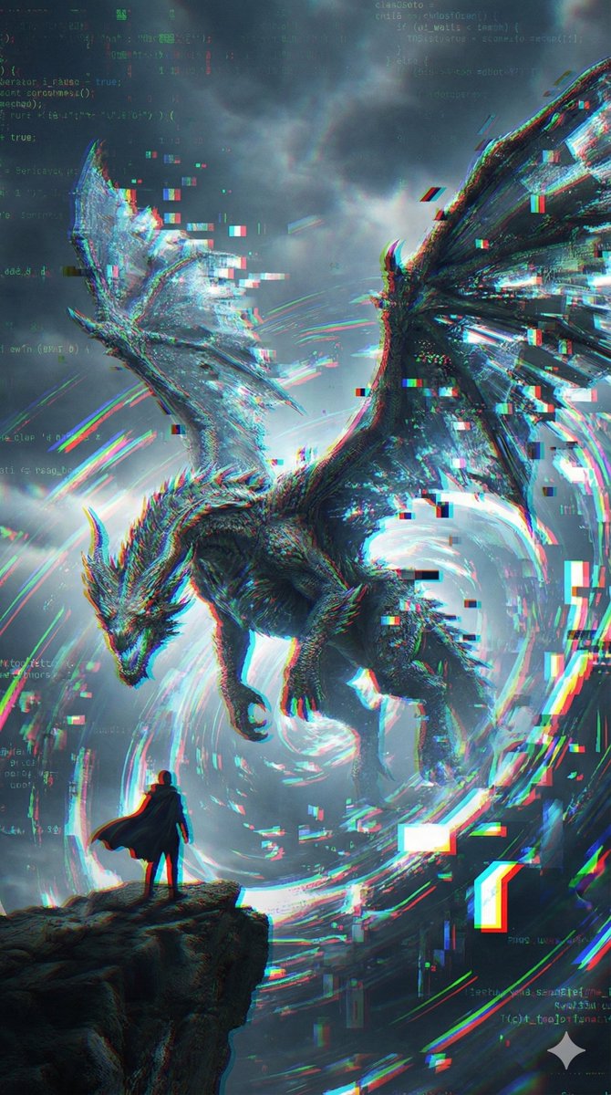 Glitch Storm Dragon Prompt AI image template preview