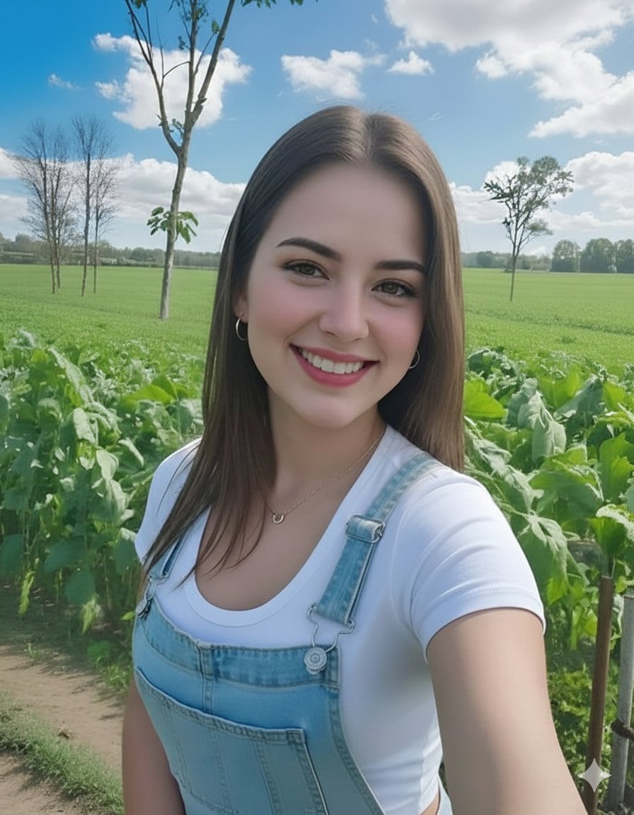 Photorealistic Selfie in Agricultural Field AI image template preview