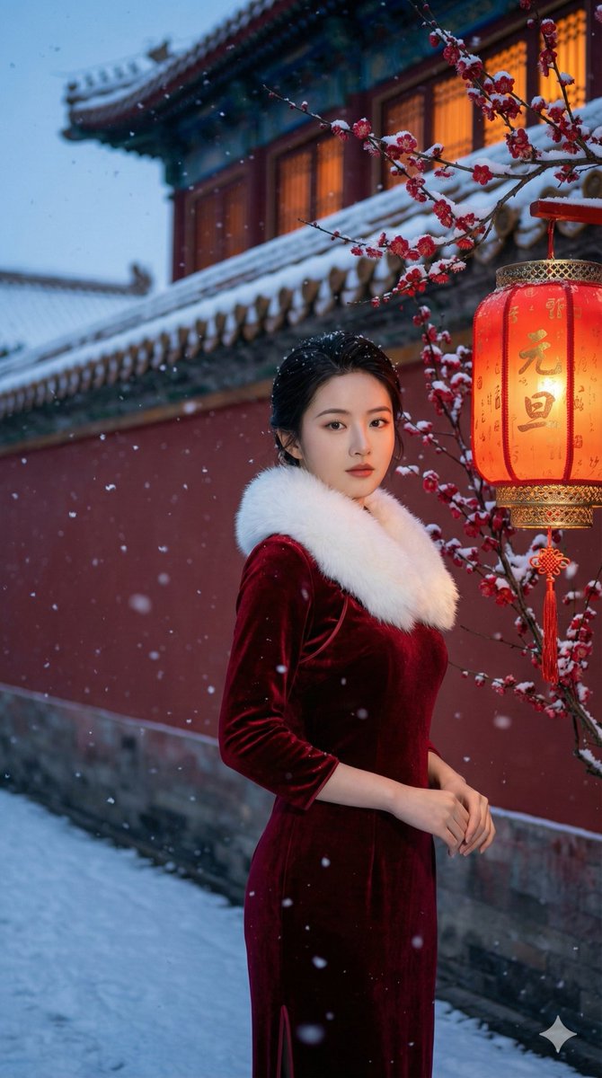 New Year's Day Special: Forbidden City in Snow AI image template preview