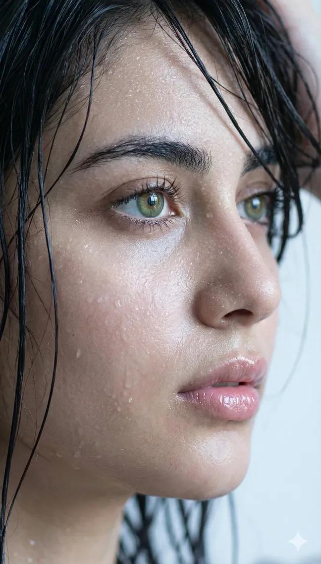Extreme Wet Close-Up Portrait AI image template preview