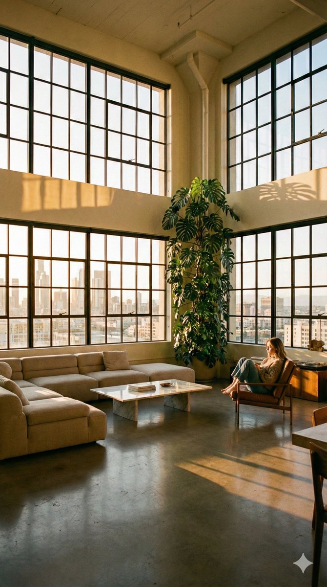 Modern Minimalist Loft Architecture Photography AI image template preview