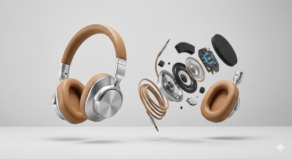 Advertising Visual Prompt: High-End Headphone Product Shot AI image template preview