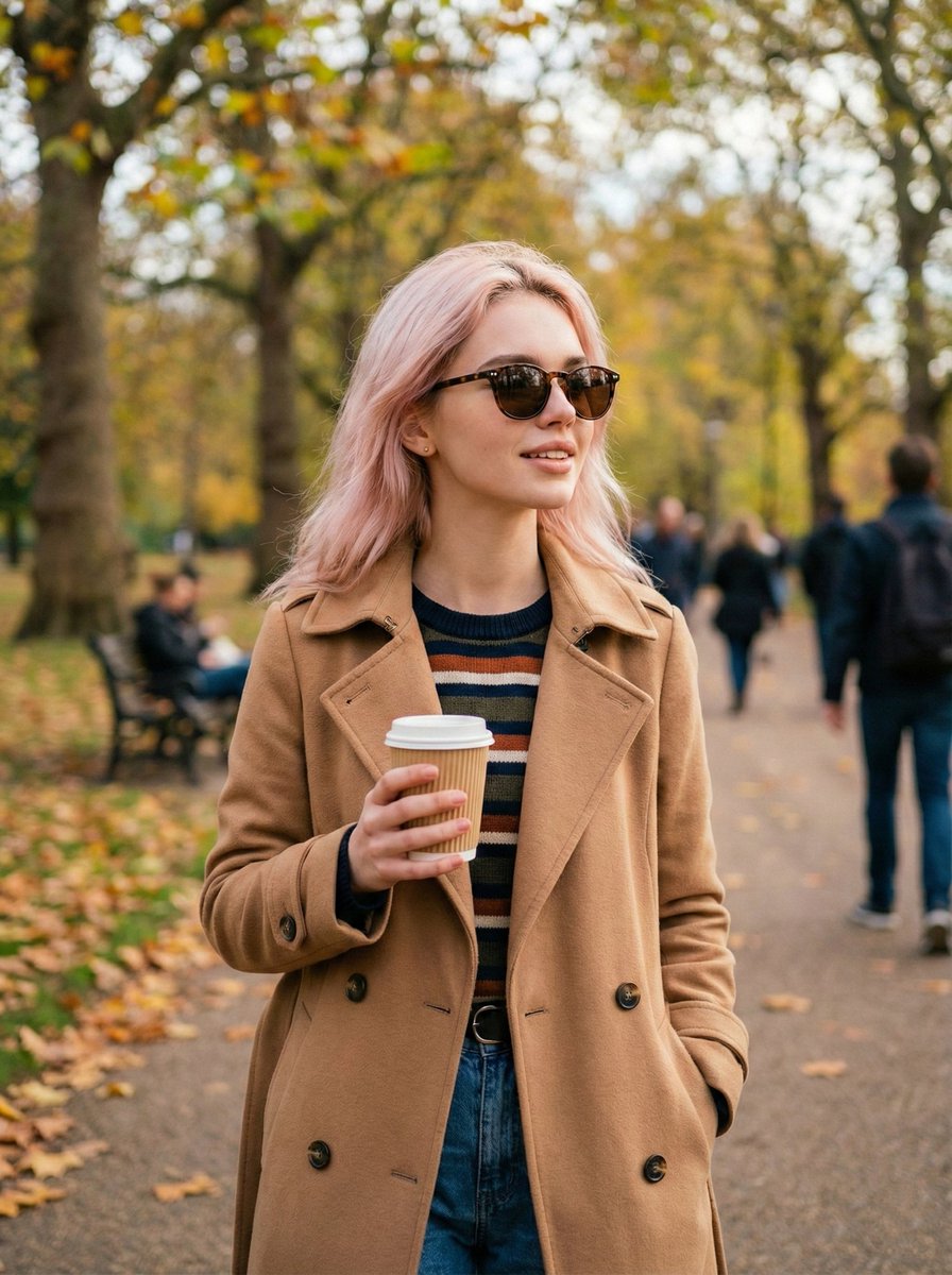 Cinematic Portrait on a Bustling City Street at Twilight AI image template preview