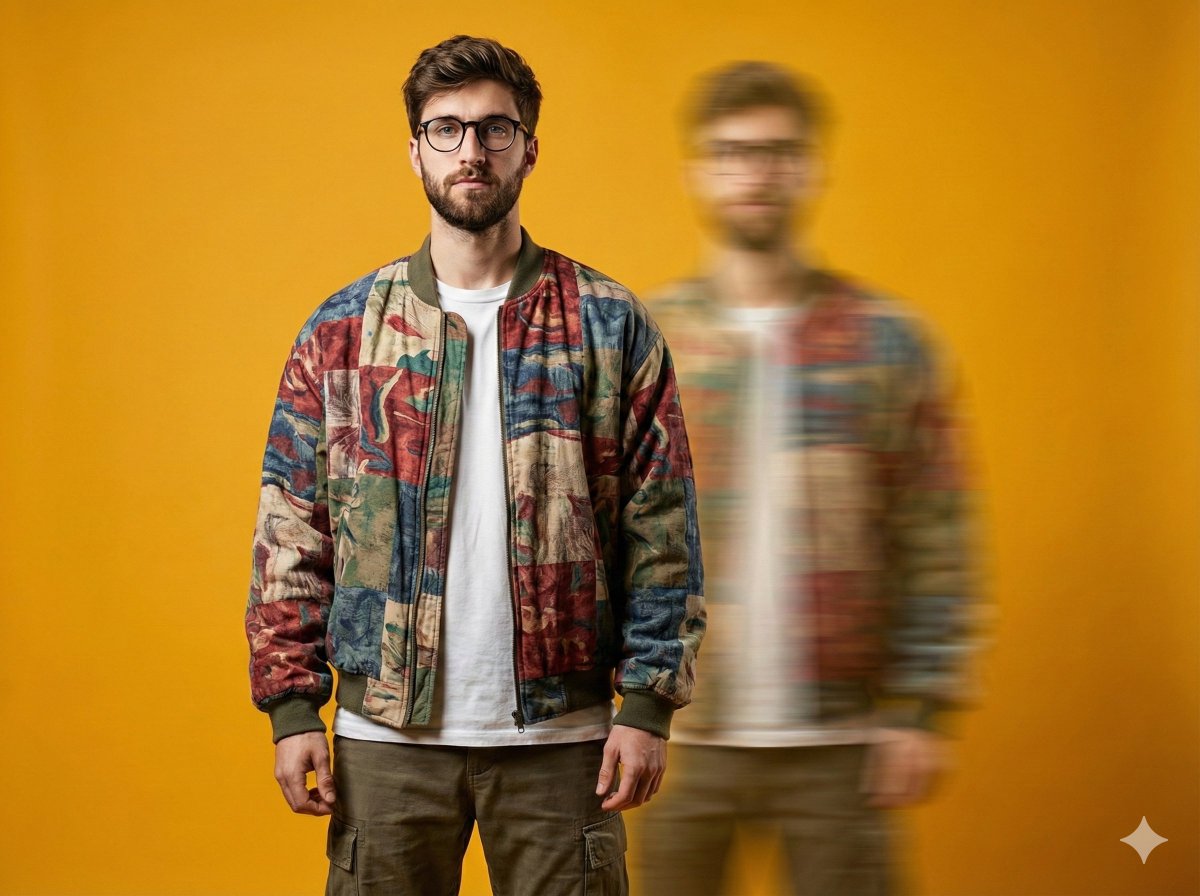 Avant-Garde Fashion Portrait with Ghost Duplicate AI image template preview