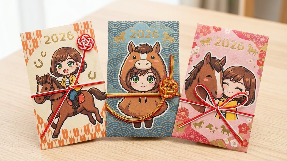 Year of the Horse Pochibukuro (Envelope) Prompt AI image template preview