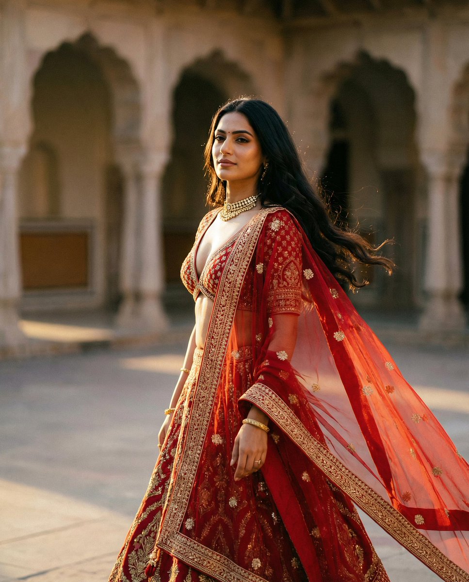 Cinematic Indian Royal Bridal Portrait AI image template preview