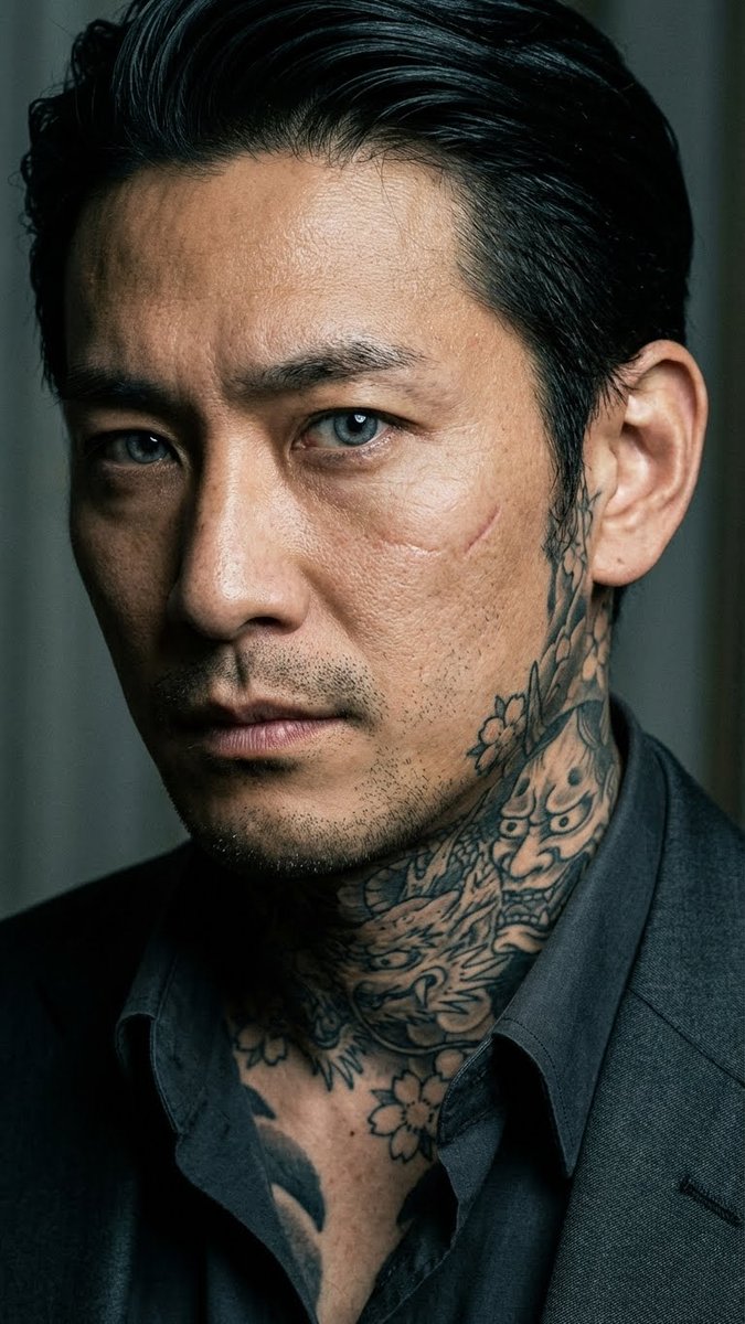 Yakuza Portrait with Irezumi Tattoos AI image template preview