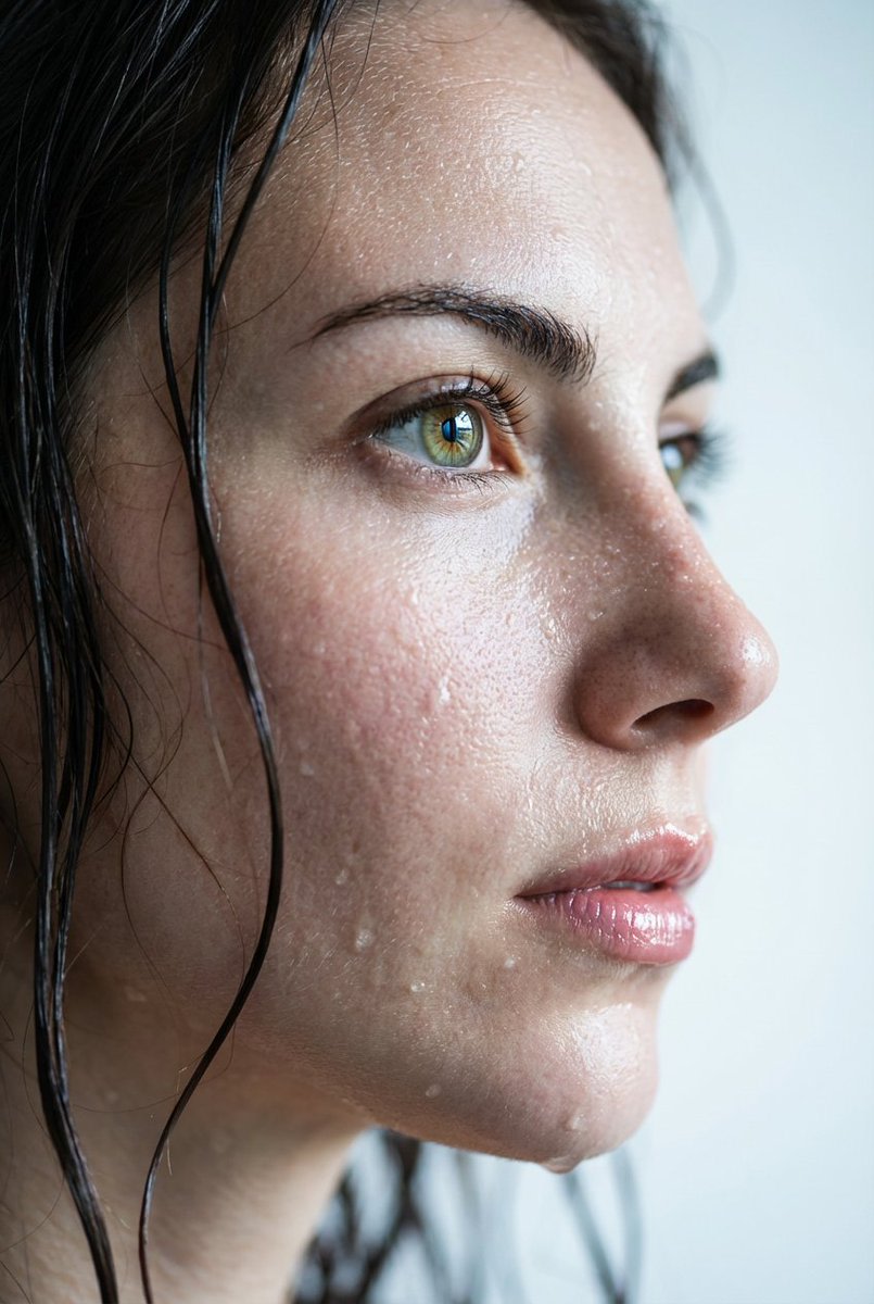 Hyper-Realistic Wet Skin Portrait AI image template preview