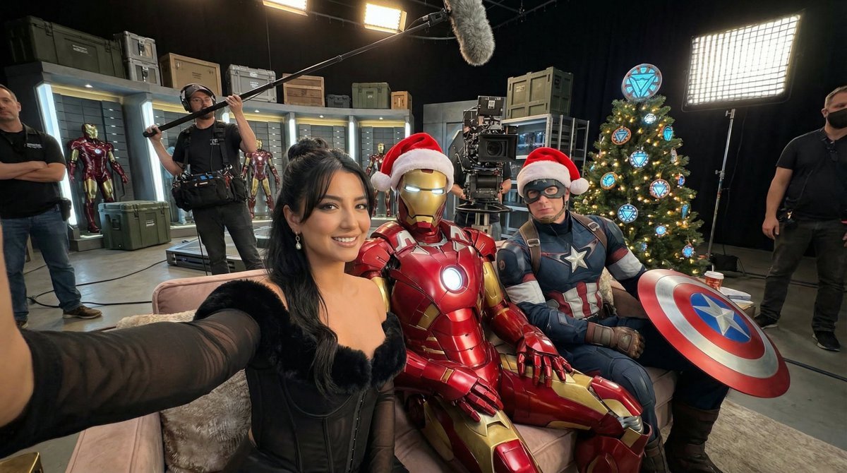 Ultra-Photoreal BTS Superhero Selfie AI image template preview