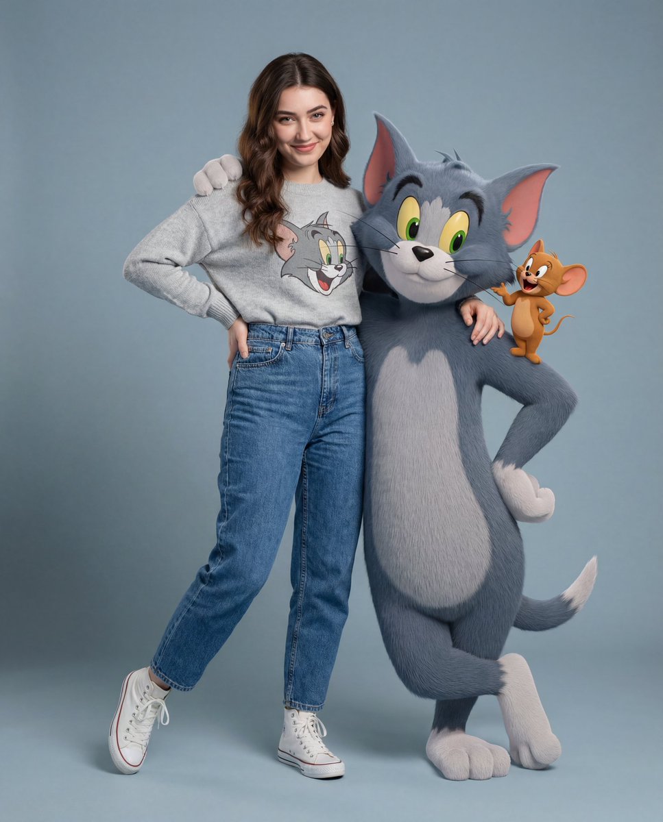Hyper-realistic Tom & Jerry Fashion Shoot AI image template preview