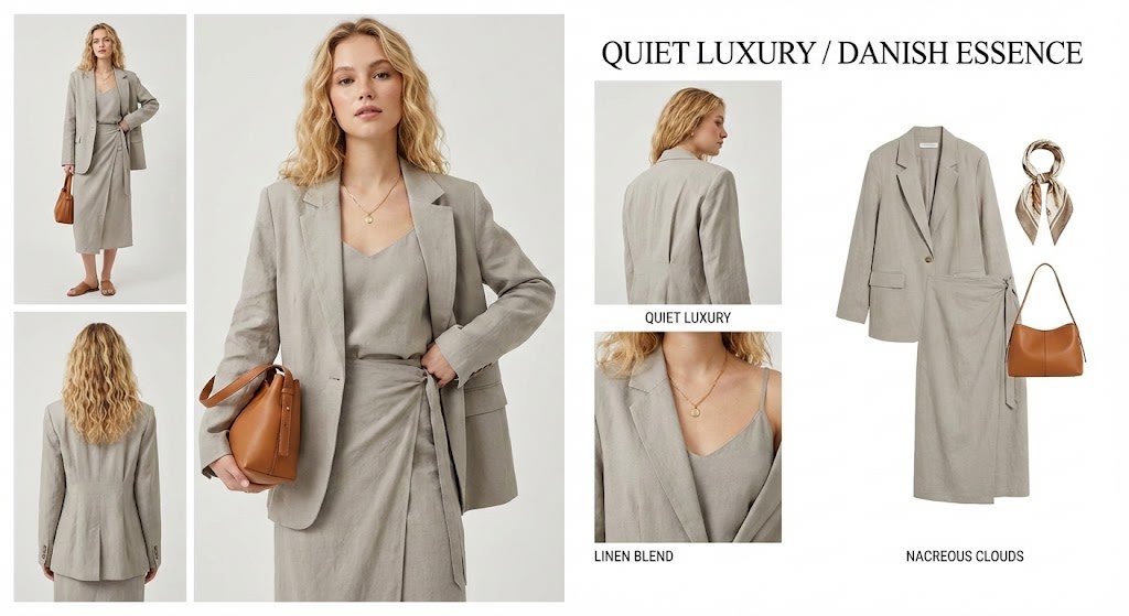 Quiet Luxury Office Lady Lookbook Prompts (3 Variations) AI image template preview
