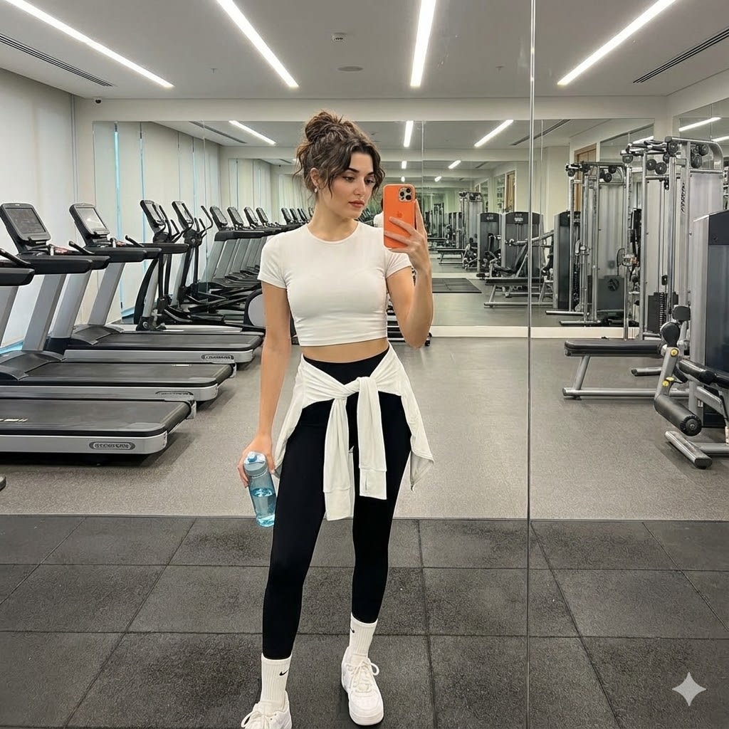 Photorealistic Full-Body Mirror Selfie with Identity Lock AI image template preview
