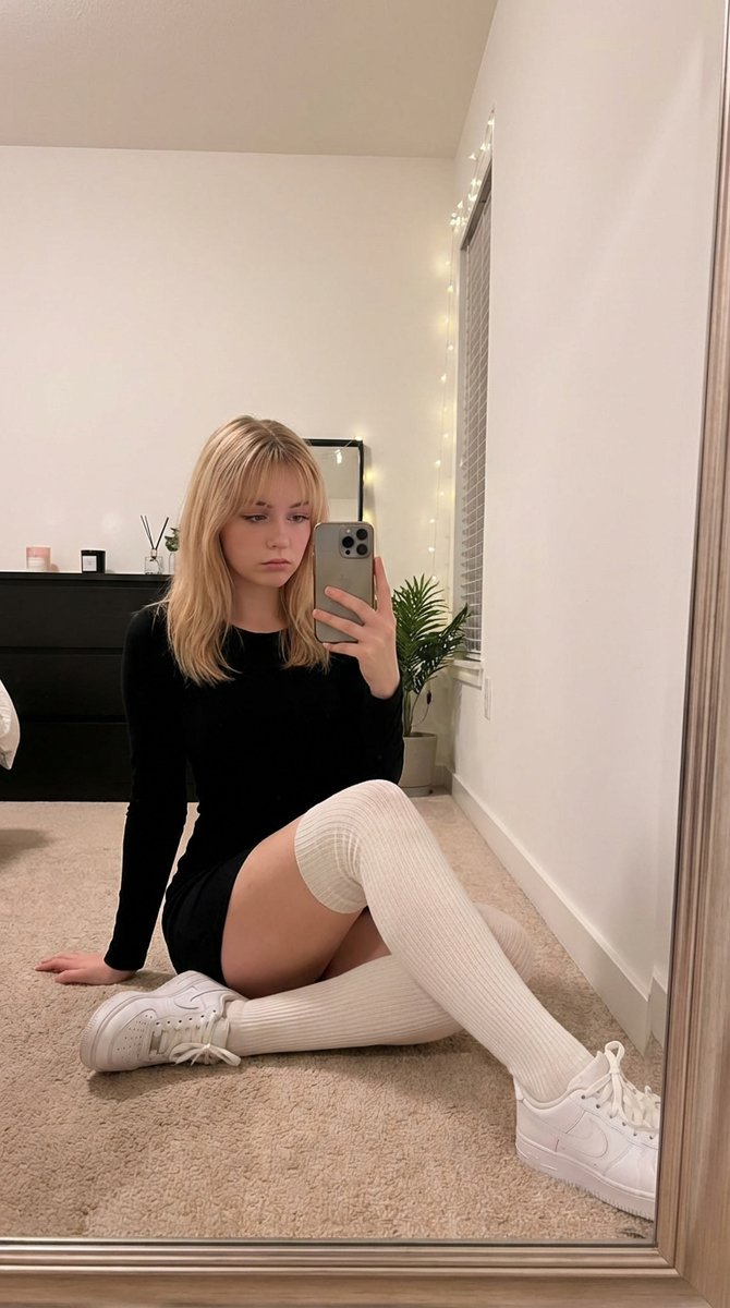 Candid Mirror Selfie in Soft Aesthetic Bedroom AI image template preview