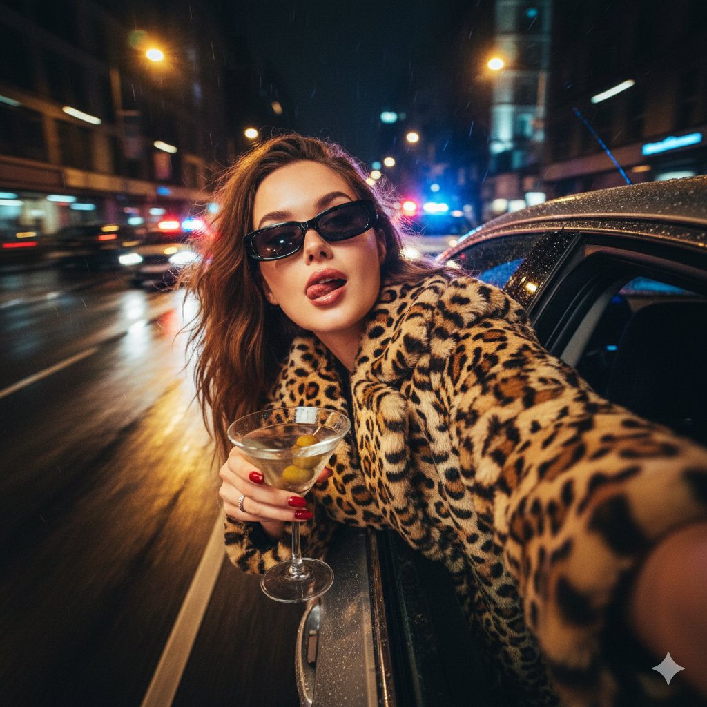 Ultra-Realistic Cinematic Night Street Selfie Prompt AI image template preview