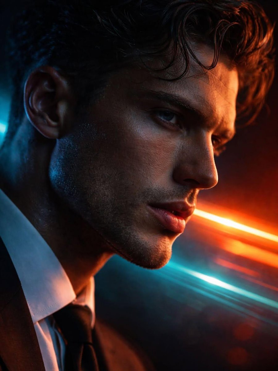 Hyper-realistic Futuristic Noir Portrait Prompt AI image template preview