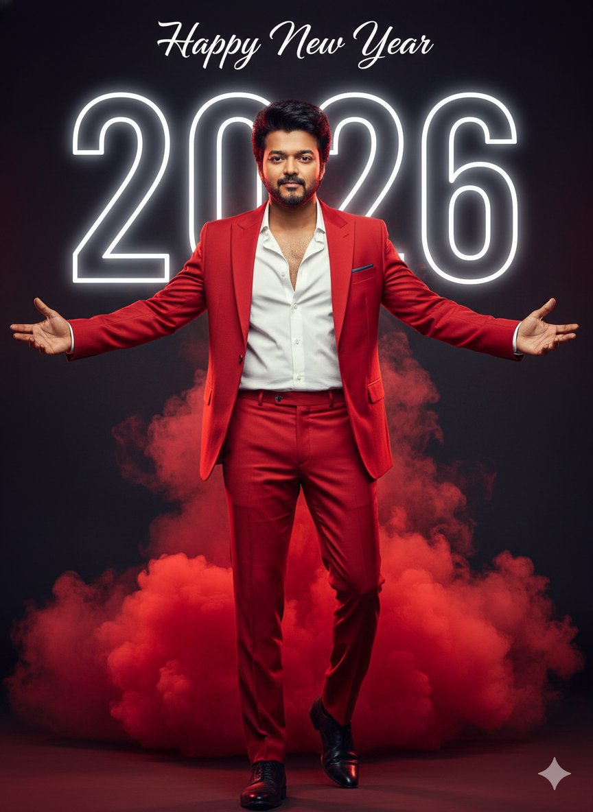 Happy New Year 2026 Cinematic Portrait AI image template preview