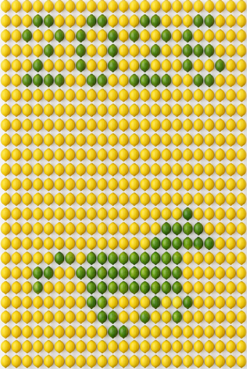 Pixel Art Grid using Fruit Flat-Lay Photography Prompt example 2