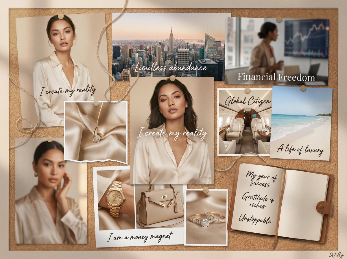2026 Vision Board Collage: Feminine Empowerment and Luxury AI image template preview