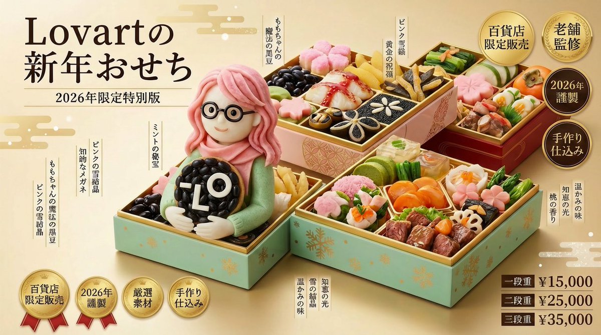 New Year's Osechi Dish Advertisement Key Visual Generation Prompt AI image template preview