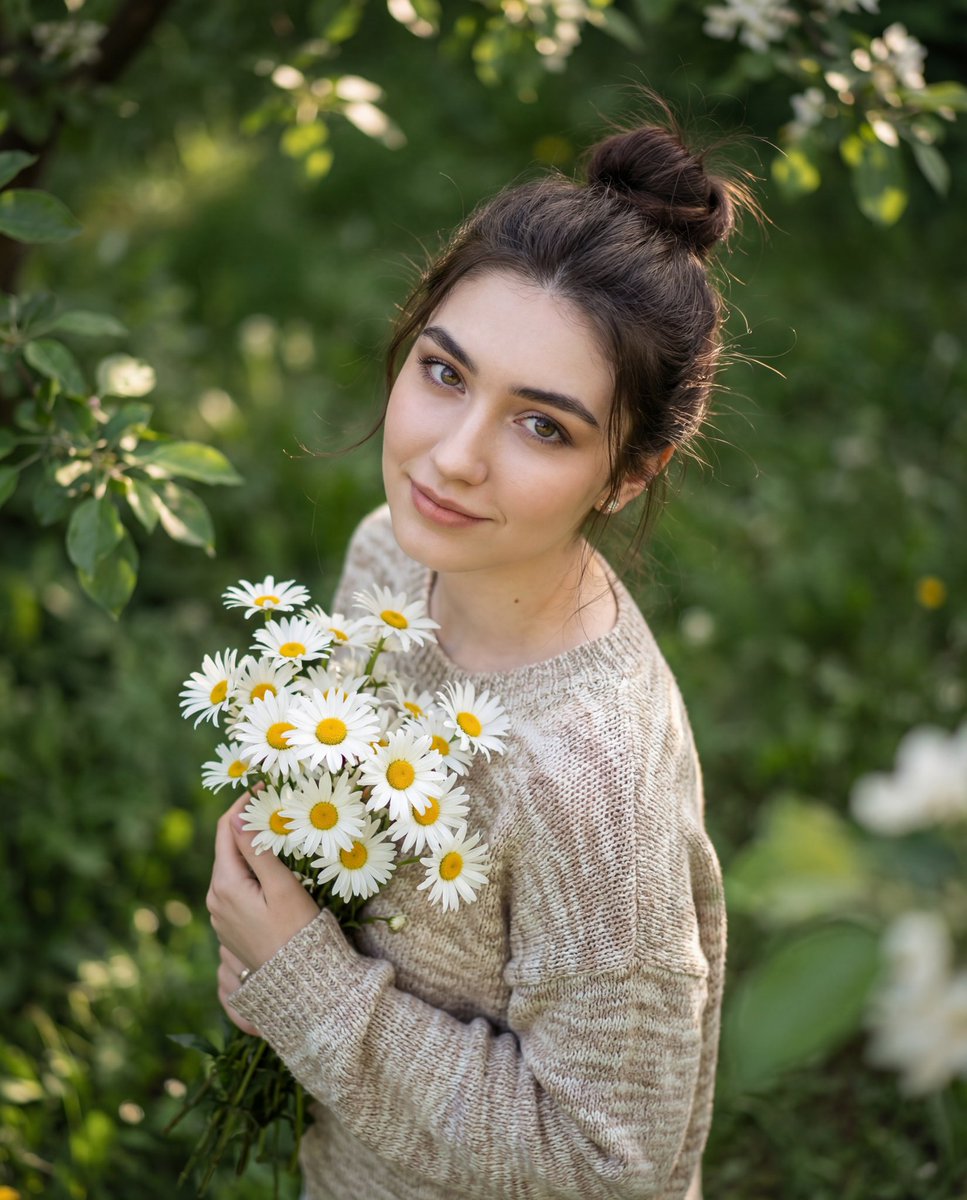 Luxury Editorial Candid Photo in a Garden AI image template preview