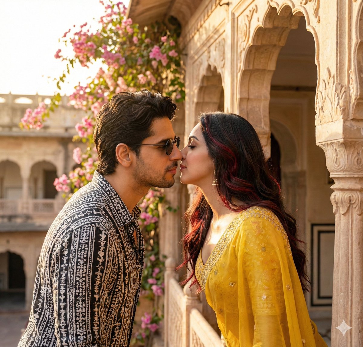 Couple Portrait Prompts (Indian Wedding, Tropical Beach) AI image template preview