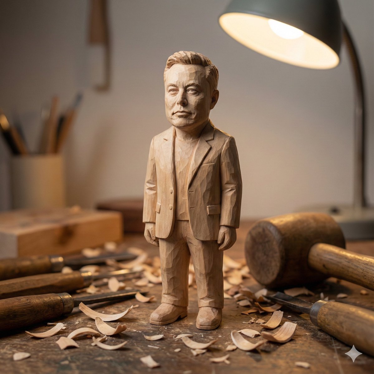 Hand-carved wooden miniature figure prompt AI image template preview