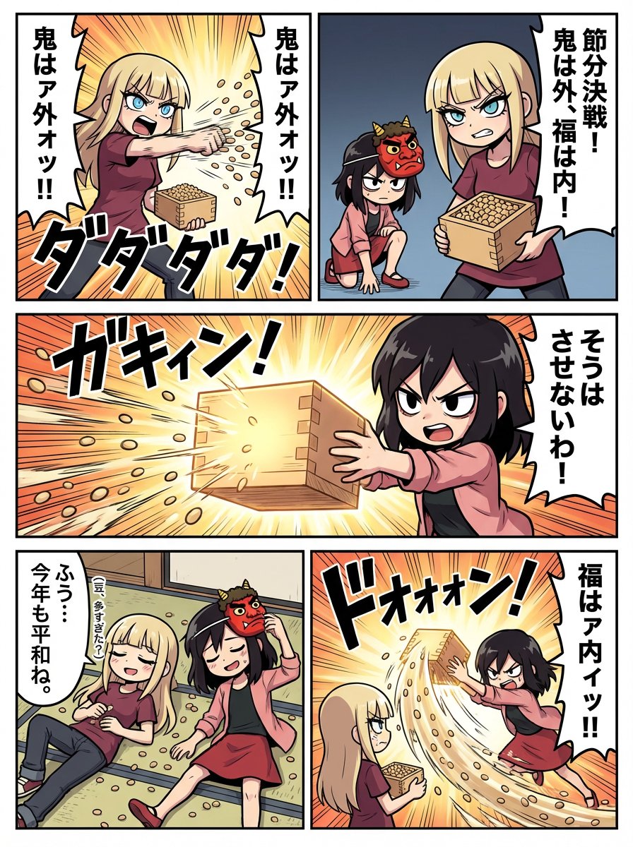 1-Minute Challenge: Setsubun Manga AI image template preview