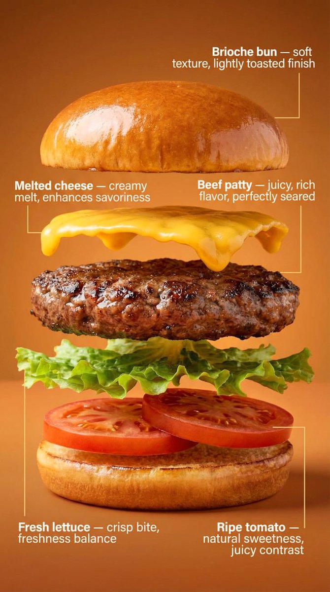 Exploded-View Burger Composition with Annotations AI image template preview