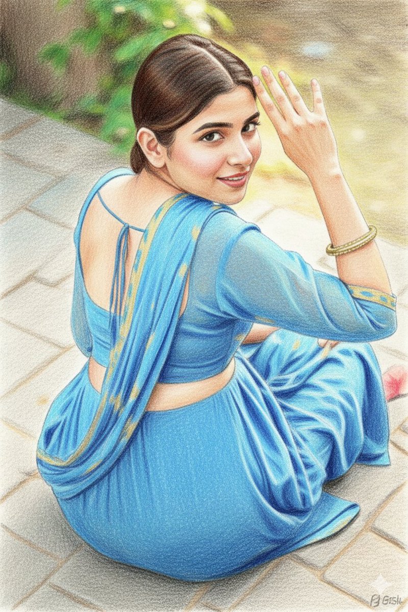 Colored Pencil Sketchbook Illustration AI image template preview