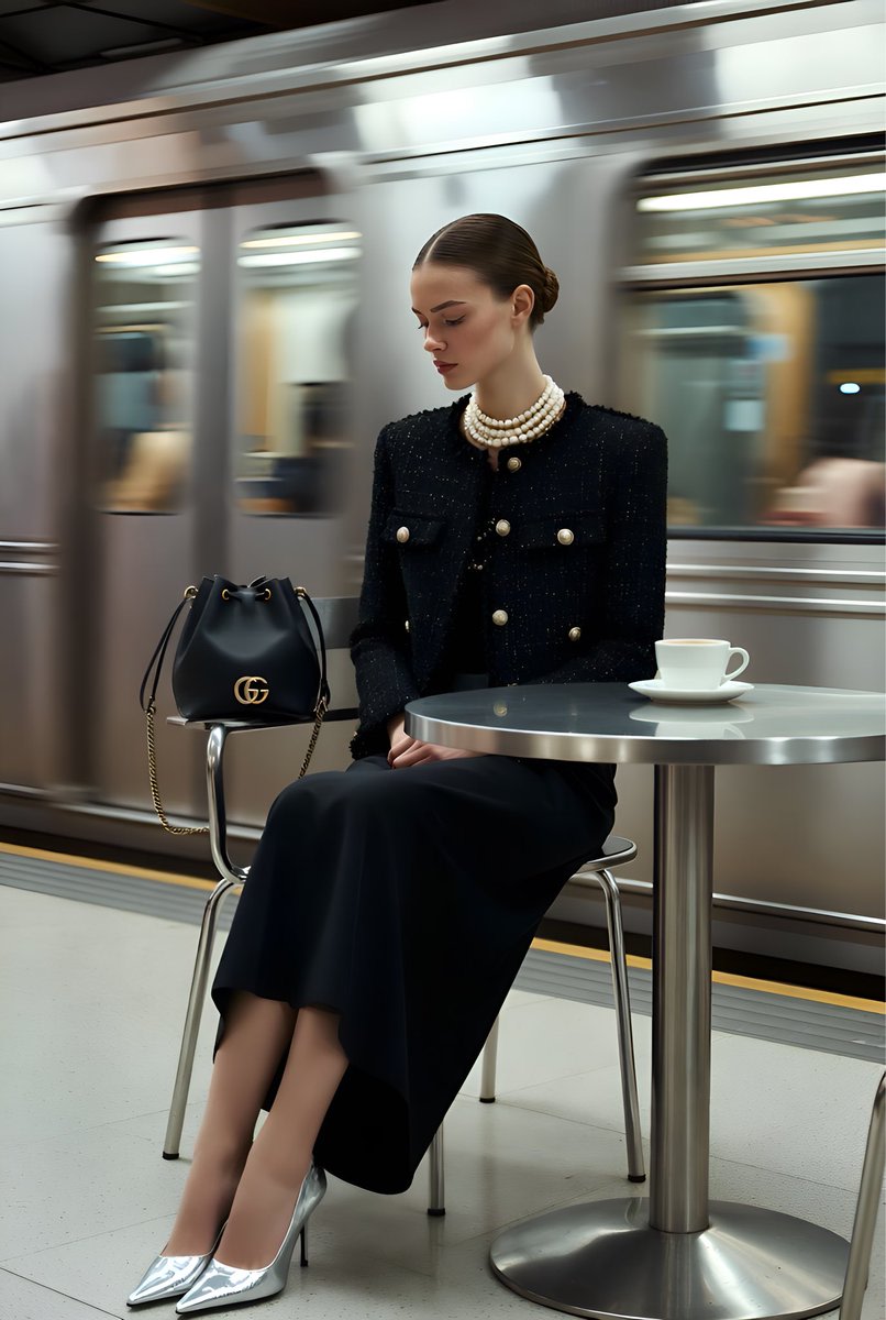 Gucci Campaign Subway Platform Fashion Prompt example 4