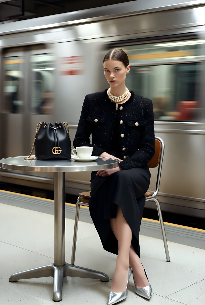 Gucci Campaign Subway Platform Fashion Prompt example 2